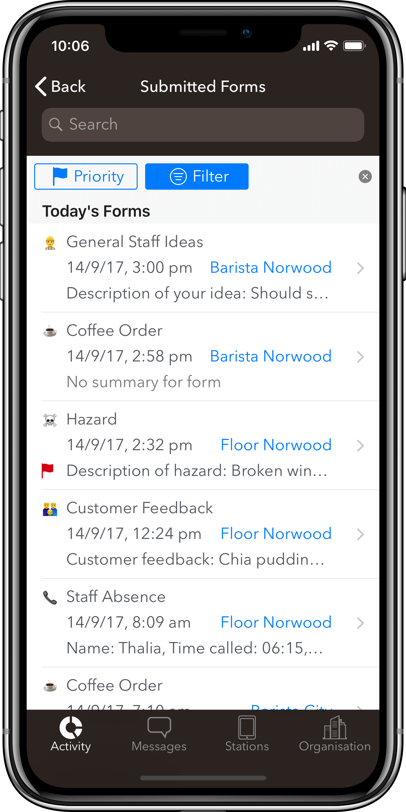 Form inbox screenshot